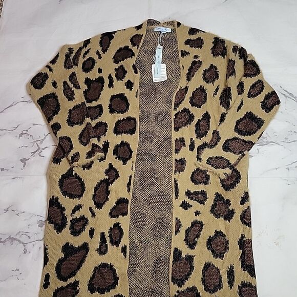 She + Sky One Size Cheetah Duster Cardigan - Picture 1 of 5